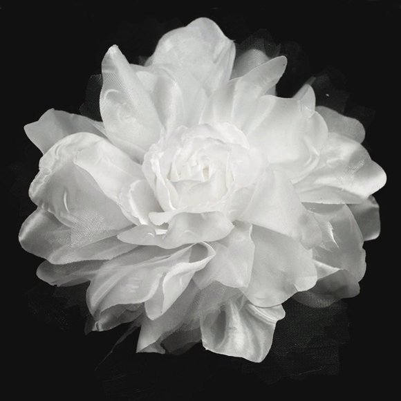 5-1/2" Large Handmade Fabric Flower - White - Picture 1 of 2